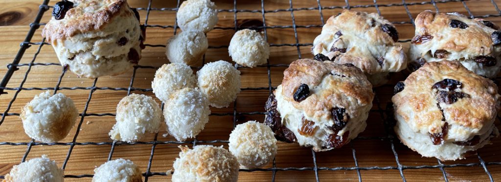 Panko breaded balls with scones