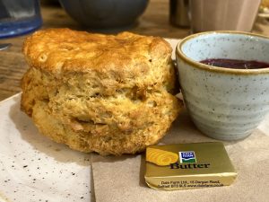 A mango and coconut scone at the Granary Café