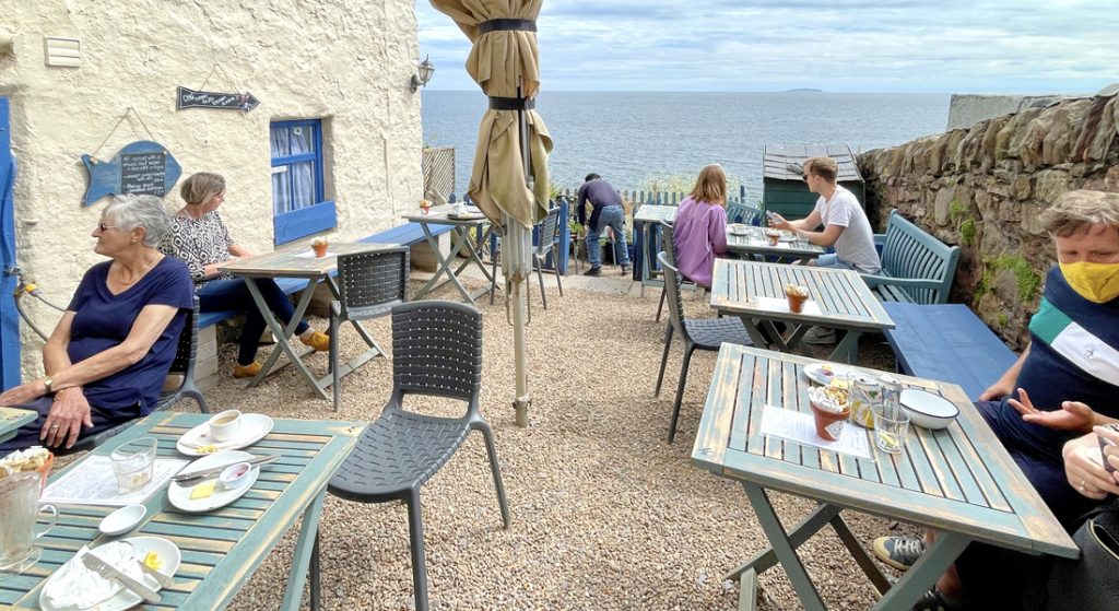 Outside tables at the Harbour Gallery Cafe