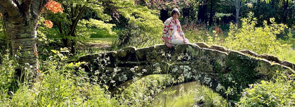 Pat in the garden at Rufflets Hotel