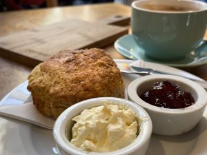 A scone at the Biscuit Café in Culross