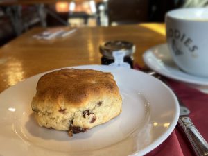 A scone at the Moulin Hotel