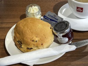 A scone at Topiary restaurant Klondyke