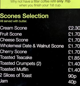 A scone selection at Olivers in Grainger Market