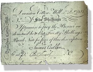 Five shilling note in Deanston money