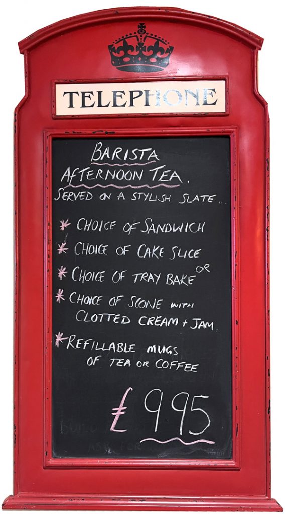 blackboard at Caffe Barista, Arbroath
