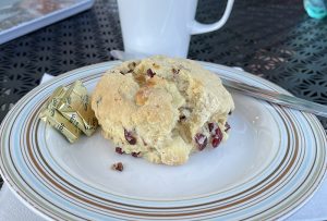White chocolate and cranberry scone at Rosemarkie Beach Cafe