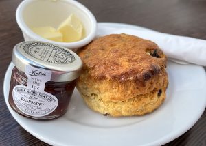 A scone at the Pier Cafe, Stronachlacher