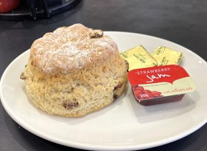 A scone at the Allanwater Cafe