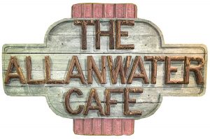 A sign for the Allanwater Cafe