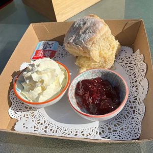 A scone at Roses 'n' Things, Barcaldine