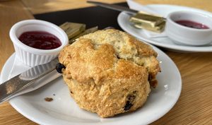 A scone at the Humbie Hub